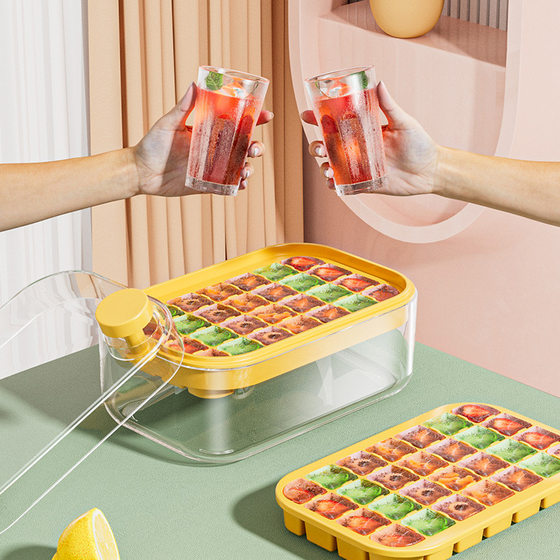 프레스형 얼음 트레이 식품 등급 아이스 큐브 몰드 대용량 가정용 냉장고 아이스 박스 얼음 저장 상자 아이스 큐브 유물