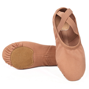 全弹力布舞蹈鞋女软底练功鞋四面弹力跳舞鞋舞蹈生舞鞋女驼色黑色