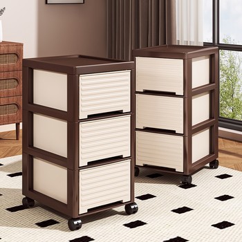 Drawer storage cabinet household living room snack storage rack floor-standing multi-layer thickened storage cabinet bedroom bedside table