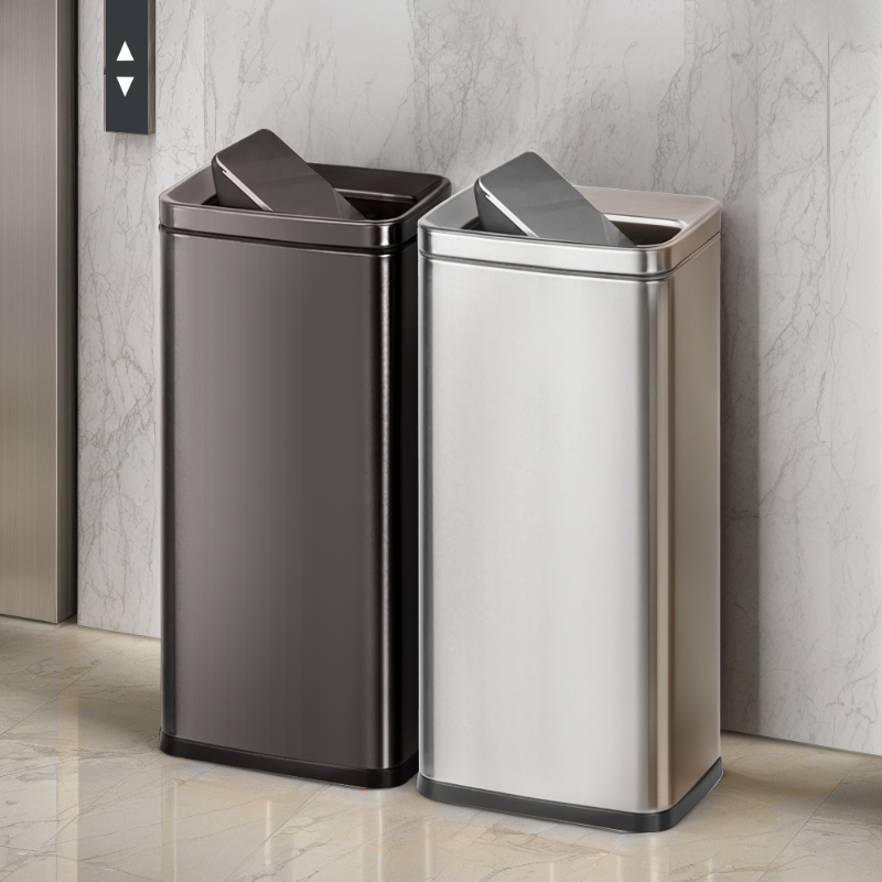 Bathroom Paper Towel Holder, Stainless Steel Foot-Operated Trash Can, Large Capacity, Public Places, Hotel, Toilets