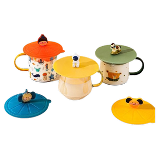 食品级玻璃杯通用防尘水杯盖配件耐高温硅胶马克杯盖盖子密封防漏