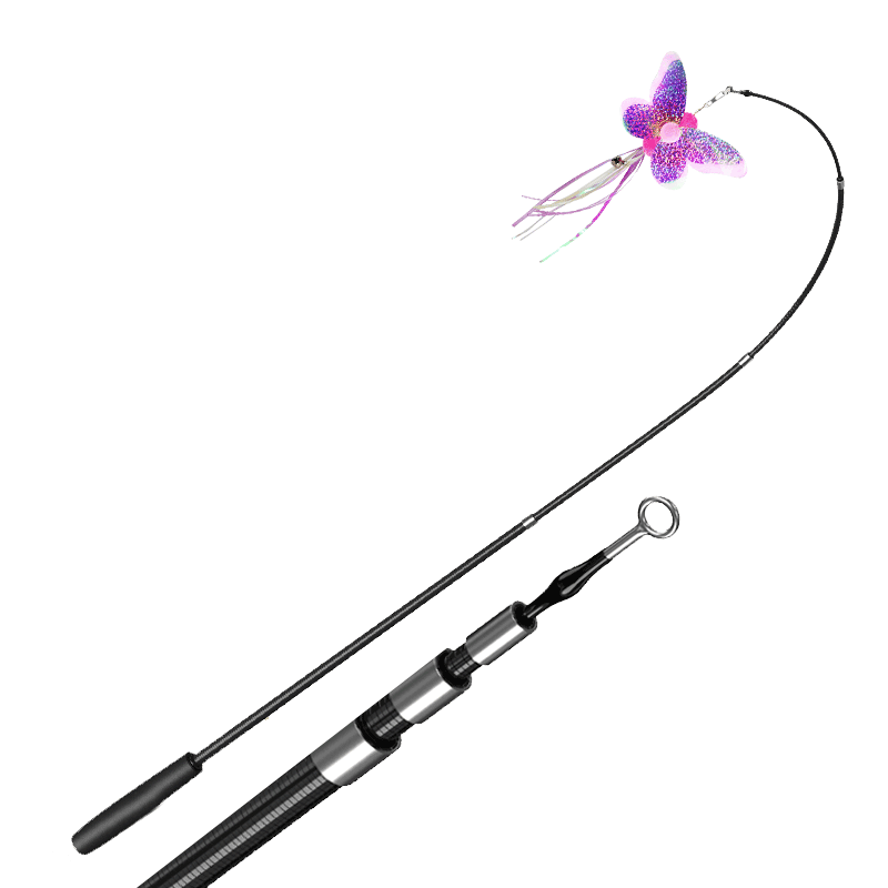 逗猫棒可伸缩长杆1.8m米长钓鱼竿超长自嗨猫咪玩具伸缩杆羽毛蝴蝶