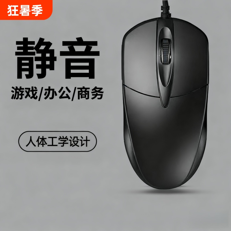 Mujia Ren Wired Silent USB Mouse for Office Desktop Laptop Business E-Sports Gaming Mouse
