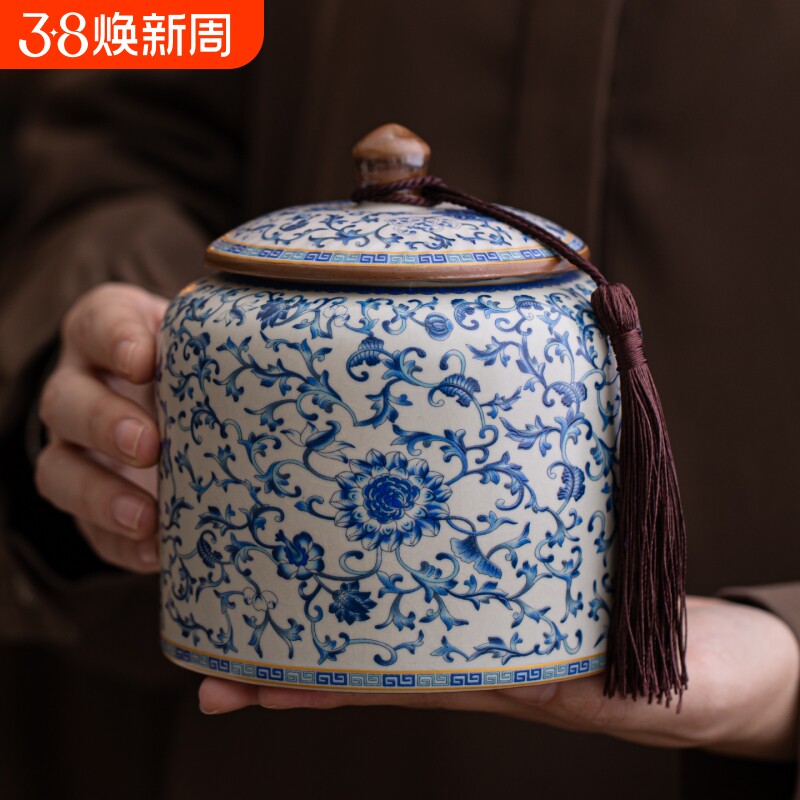 Синие и белые керамические банки для чая Ru Kiln, высококачественный белый чай, чай Пуэр, влагостойкие банки, герметичные банки для хранения в китайском стиле, Ruyi