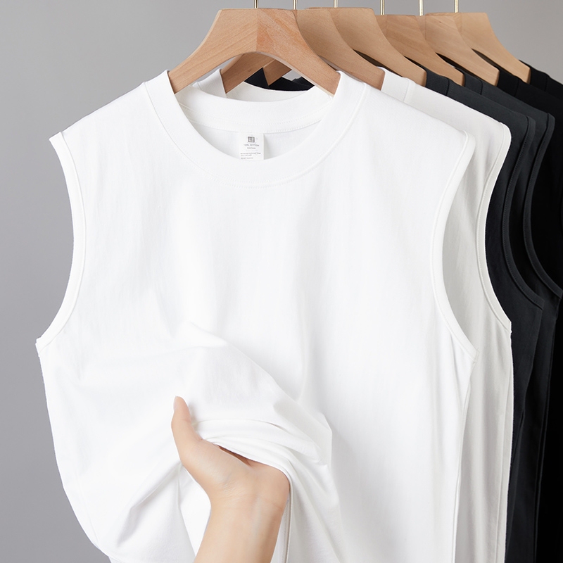 100% Xinjiang Cotton! Sleeveless Vest 230g Heavyweight White Pure Cotton Tank Top for Women, Versatile Fitness T-Shirt for Men, Ribbed 100% Xinjiang Cotton! Sleeveless Vest 230g Heavyweight White Pure Cotton Tank Top for Women, Versatile Fitness T-Shirt for Men, Ribbed