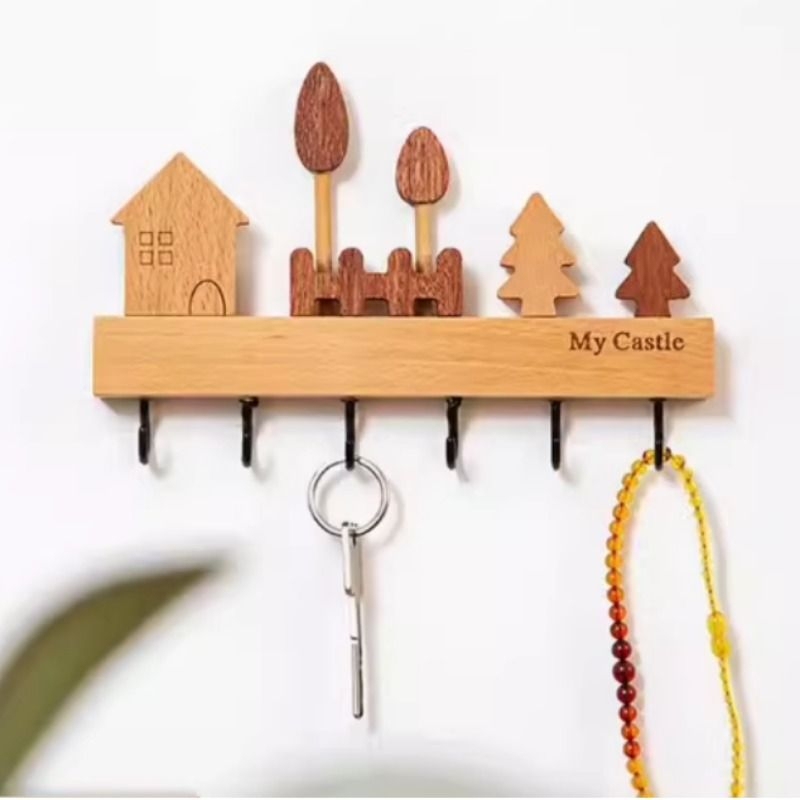 Creative Nordic Key Hook Wall-Mounted Entryway Decorative Storage Rack, Wall-Mounted Entryway Rack, No-Drill Wall-Mounted Heavy-Duty Holder