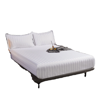 纯白色床笠床罩加厚宾馆酒店条纹全包松紧带加密床单公分轻奢任意