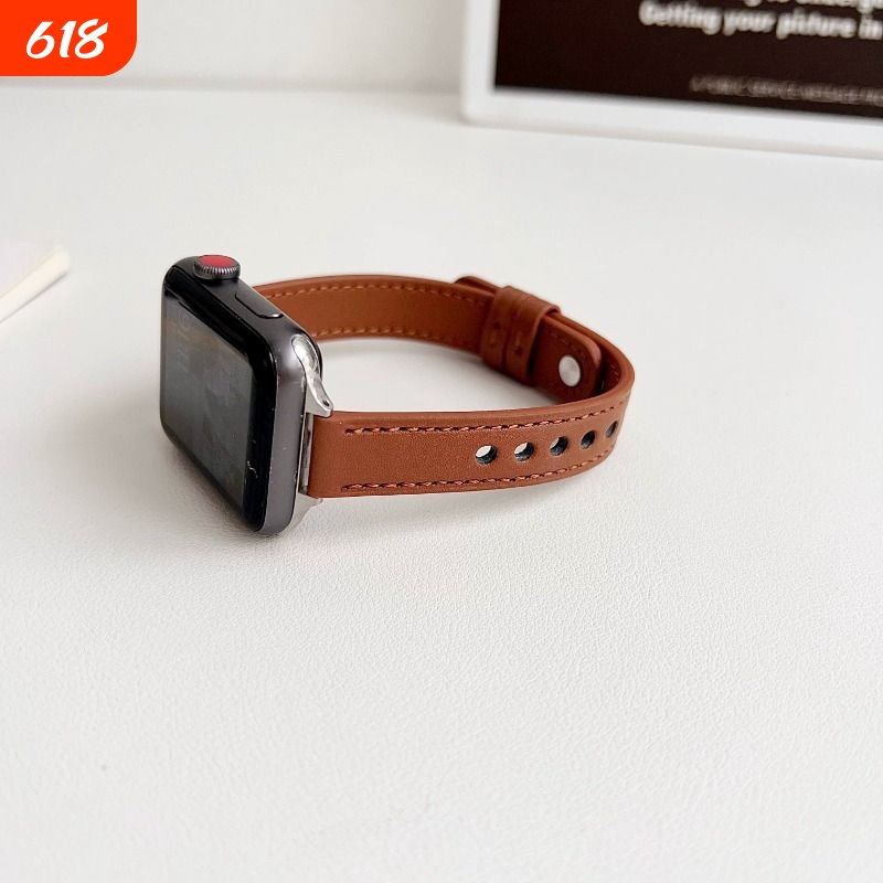 Suitable for iPhone Apple Iwatchs11/S10 Leather Strap Se/Uitra3/2/1 Fine Leather Strap Simple Business Style for Women and Men Suitable for iPhone Apple Iwatchs11/S10 Leather Strap Se/Uitra3/2/1 Fine Leather Strap Simple Business Style for Women and Men