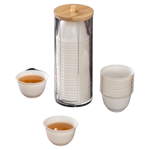 一次性稻壳茶杯功夫茶杯泡茶小号杯收纳架架子加厚重复喝茶食品级