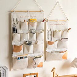 Fabric Storage Bag Wall Hanging Decoration Bedside Dormitory behind the Door Wall Hanging Shopping Bags Wall Hanging Phone Accessory Pocket Wall