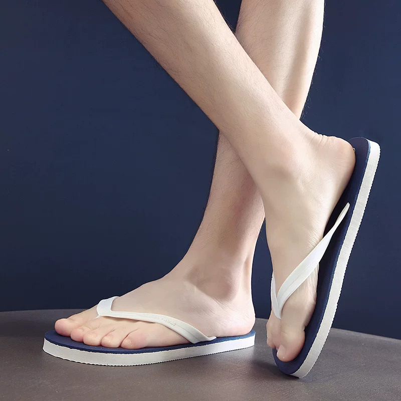 Men's summer flip flops, non-slip rubber slippers, wear-resistant beach footwear