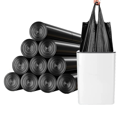 Портативный мусорный мешок для домашнего использования, черный жилет для коммерческого использования, увеличенная толщина