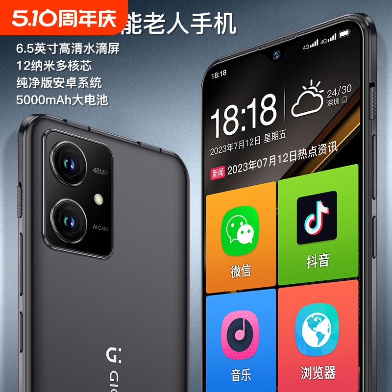 【2025年の新モデル】Gionee公式純正新型スマート高齢者用携帯電話、超長時間待機、大音量、タッチスクリーン、高齢者向けに特別に設計、大きなフォント、大画面、大音量、大型ハンドセット、公式旗艦店