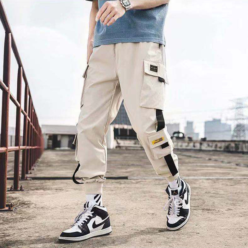 Z01 Khaki Overallstrousers male summer Thin Overalls man Casual pants teenagers Korean version easy Tie one's feet Nine points Pencil Pants male