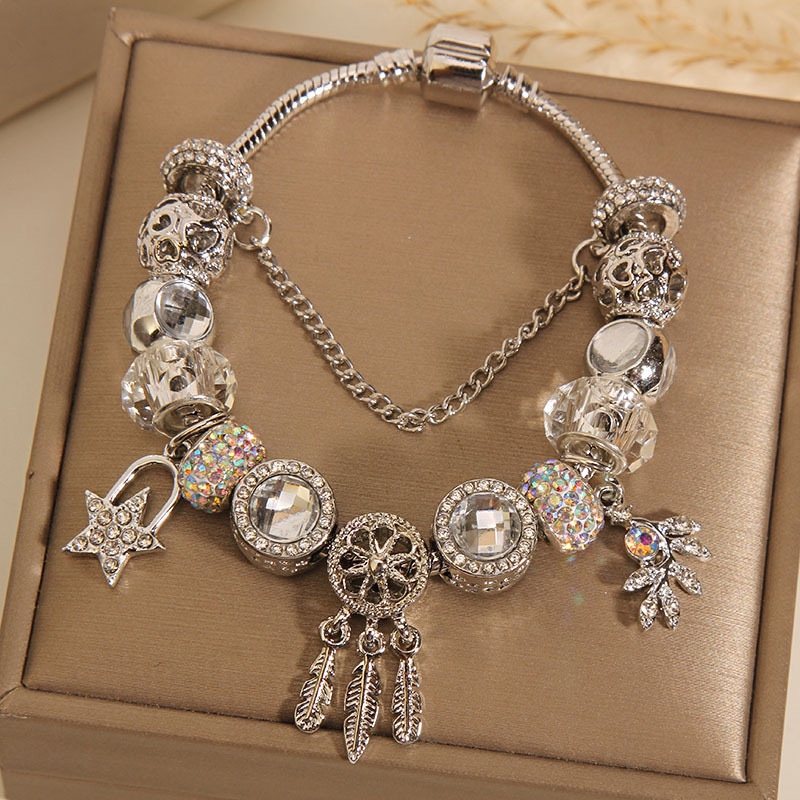 Pan-Style Classic Bracelet with Cute Angel White Glass Beads, Trendy and Stylish, Popular among Young Girls, Light Luxury Bracelet Pan-Style Classic Bracelet with Cute Angel White Glass Beads, Trendy and Stylish, Popular among Young Girls, Light Luxury Bracelet