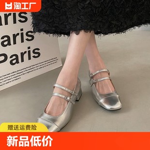 Мэри джейн французский обувь Женщина 2024 новый летний колледж толстая слово с застежкой фея Ветер матч юбка на высоких кабгалстук-бабочкаах