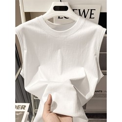 ເສື້ອຢືດລະດູຮ້ອນຝ້າຍໜັກຂອງຜູ້ຊາຍຍີ່ຫໍ້ trendy loose round neck t-shirt style Hong Kong sports sleeveless vest fitness clothes