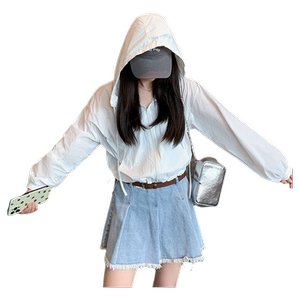 Ohsunny梭织短款防晒衣女夏2024新款户外连帽冲锋衣外套韩版休闲