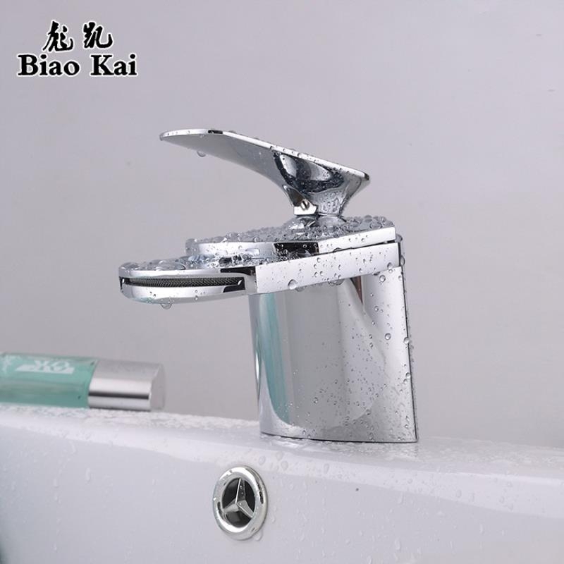 Simple Waterfall Faucet Manufacturer, All-Copper Wide-Mouth Hot and Cold Water Faucet, Bathroom Basin Waterfall Faucet Wholesale Simple Waterfall Faucet Manufacturer, All-Copper Wide-Mouth Hot and Cold Water Faucet, Bathroom Basin Waterfall Faucet Wholesale