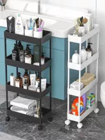 Шва для хранения ванной комнаты и полки туалетная посадка для приземления для хранения кухонная тележка, небольшая тележка, вымытая водонепроницаем