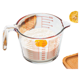 加厚玻璃量杯带刻度耐高温家用刻度杯食品级烘焙打蛋过滤挡板计量