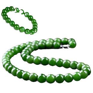 碧绿玉色项链女士手链女款高档圆珠菠菜绿手串简约礼物送妈妈碧玉