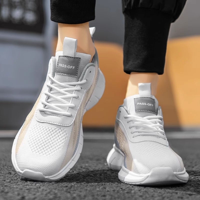 Large Size Men's Shoes for Autumn, Fly-Woven Mesh Sports Casual Breathable Running Shoes, Non-Slip, Wear-Resistant, Lightweight, Soft-Soled, Versatile Trendy Shoes