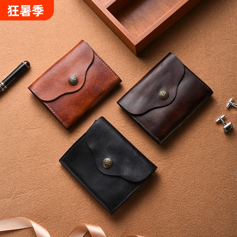 Korean Style Women's Coin Purse, Small Wallet, Student Short Square Bag, Retro Style Wallet, Female Buckle, Cute Small Money Bag