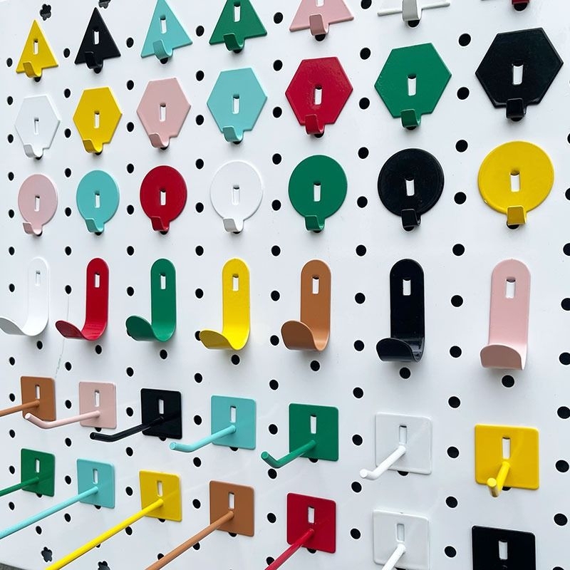6mm Pegboard Hook Accessories, Colorful Metal 5mm Round Hole Hanging Nails for Home Use, Desk Storage, Hole Diameter, Long Hole, Hole Spacing