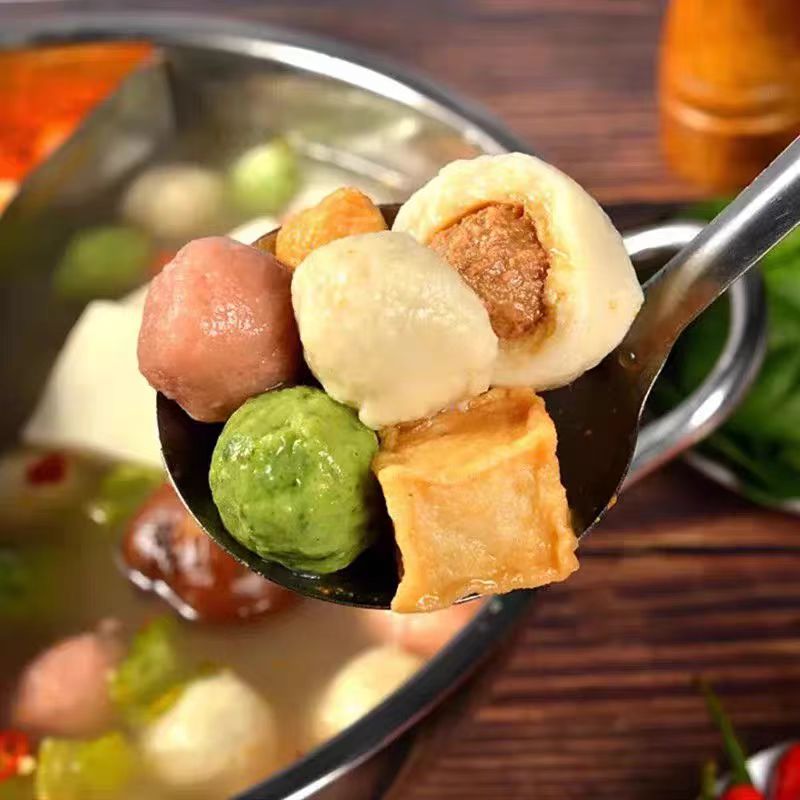 Family portrait hot pot meatballs combination beef balls fish balls Oden spicy hot ingredients barbecue skewers commercial
