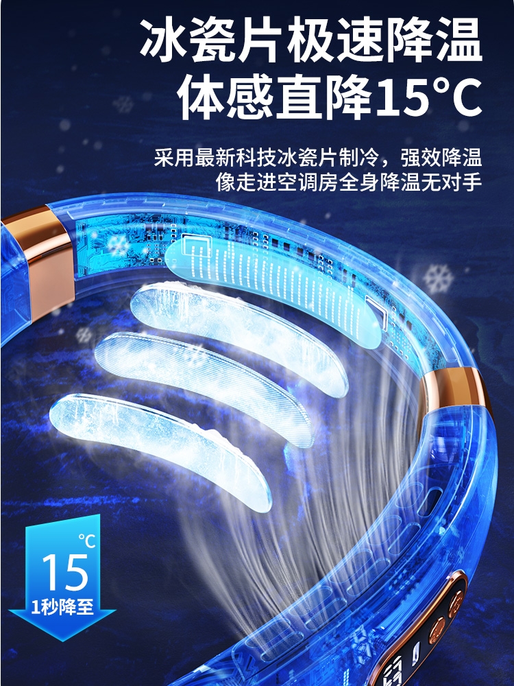 <!--2024新款挂脖风扇无叶静音制冷空调扇小型随身便携式迷你小风扇usb充电夏天户外降温神器运动挂颈电风扇续航-->