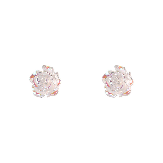 s925 silver needle camellia earrings new fashion niche design earrings light luxury flower earrings women's earrings
