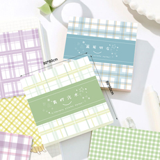Блокнот 无背胶原创格纹便签本不留胶留言卡学生便签纸ins风高颜值插画无粘性便利贴n次贴手帐素材纸
