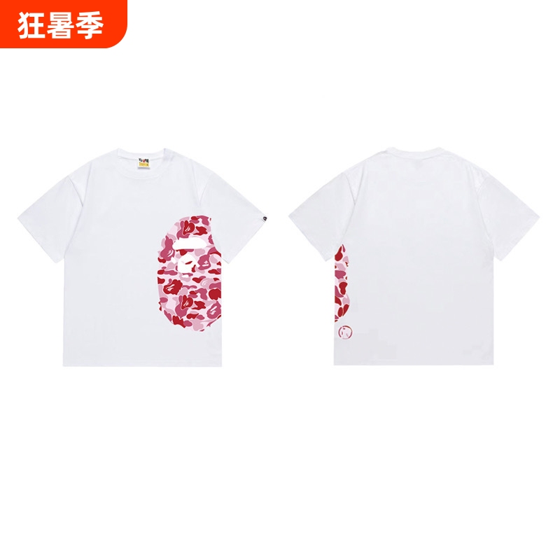 Sports Fashion Brand Ape Short-Sleeved T-Shirt Heavyweight Pure Cotton 280g Guangzhou High-End Version Shark Bape Ape Camouflage Shirt