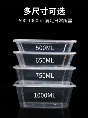 Одноразовая ланч -коробка прямоугольная круговая бочка пластиковая пластиковая вынос на фаст -фуд Упаковочная коробка с пищевой печи с крышкой