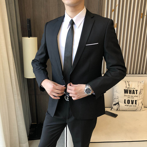 西服外套男士商务修身小西装休闲职业正装新郎伴郎结婚春男生婚礼