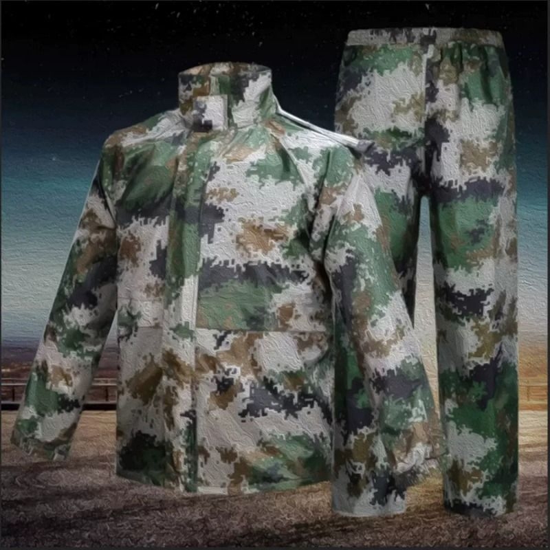 Camouflage One-Piece and Two-Piece Raincoat and Poncho, Long Fishing Windbreaker, Outdoor Hiking and Mountaineering Raincoat and Poncho, Flood Prevention and Disaster Relief Raincoat and Poncho