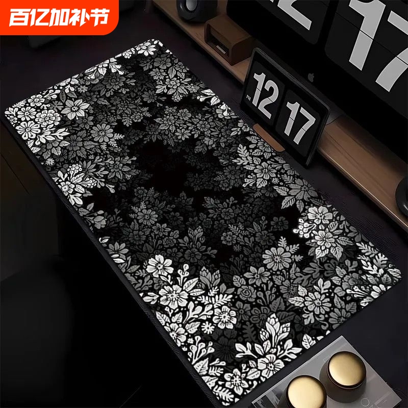 Large Floral Mouse Pad with High-Quality Texture for Men, Suitable for Gaming and Office Use, Computer Keyboard and Mouse Mat
