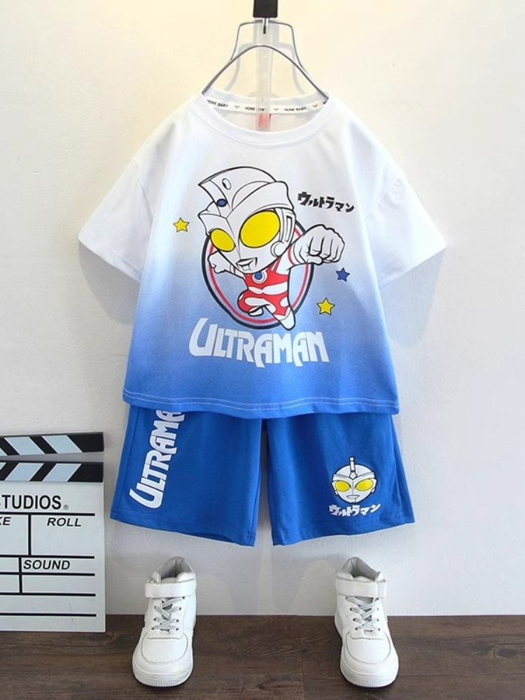<!--奥特曼男童衣服潮帅气夏装儿童夏季童装运动服短袖篮球服套装洋气-->