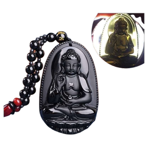 黑曜石本命佛吊坠十二生肖守护神普贤菩萨朱砂挂件本命年佩戴
