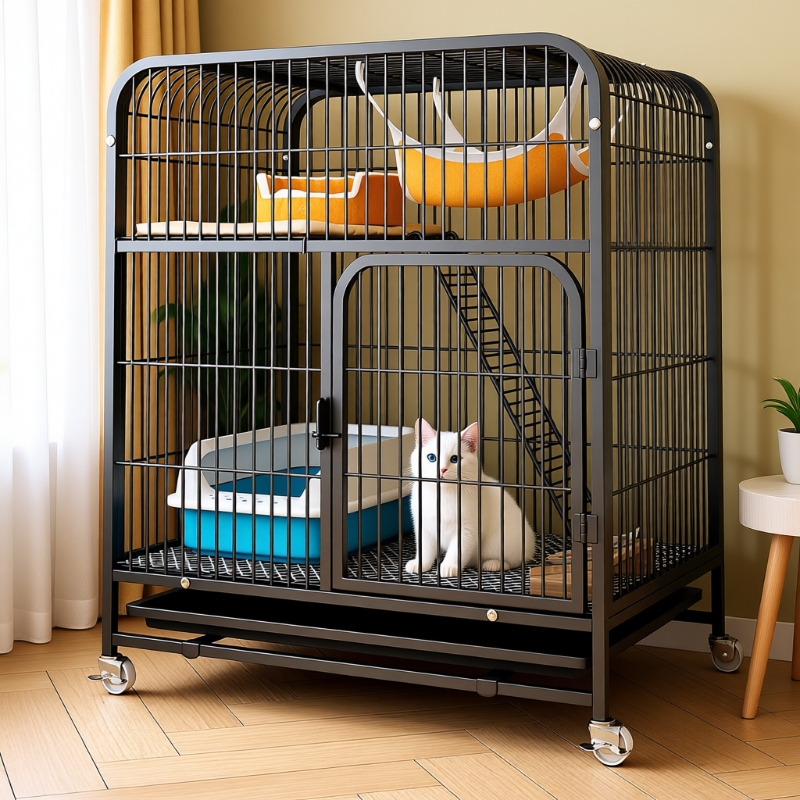 Cat Cage with Extra Large Free Space for Home Use, Indoor with Integrated Toilet, Cat House, Cat Villa, Portable