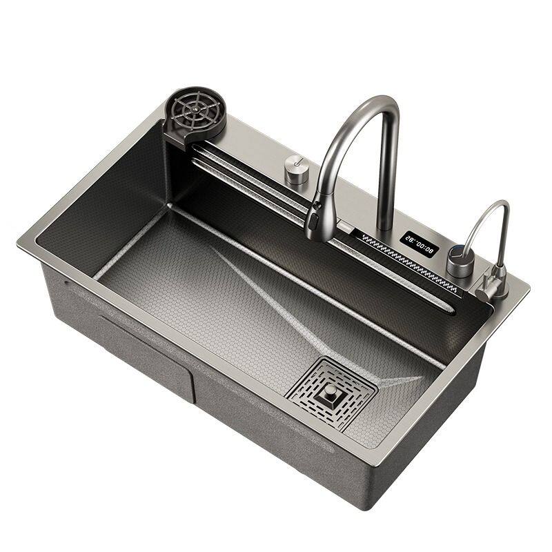 Feiyu Waterfall Kitchen Parue Basin Большой один резервуар, оборудованный 304 раковина из нержавеющей стали, промывочный бак, пруд, пруд, пруд