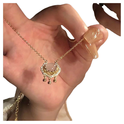 新款国风锁项链平安吉祥高级轻奢小众中式设计白玉髓女锁骨链爱心