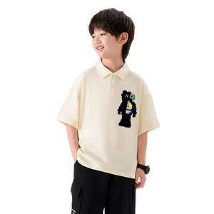 小黄鸭纯棉童装polo衫男童短袖t恤夏季新款纯棉半袖女中大童亲子