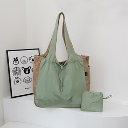 Drawstring Shopping Bag Fashion Foldableable Satchel Women's Environmental-Friendly Bag Travel Shoulder Bag Supermarket Waterproof Grocery Shopping Bag Satchel
