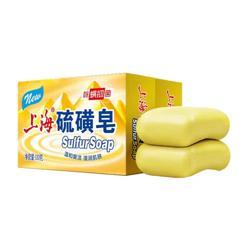 上海 Серное мыло, антибактериальное мыло для лица для кожи головы, 130г, контроль жирного блеска