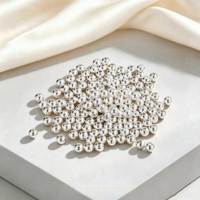 Pure Silver 999 Silver Beads, Shiny Beads, Loose Silver Beads, Bracelet DIY Necklace Beads, Spacer Beads, Bracelet