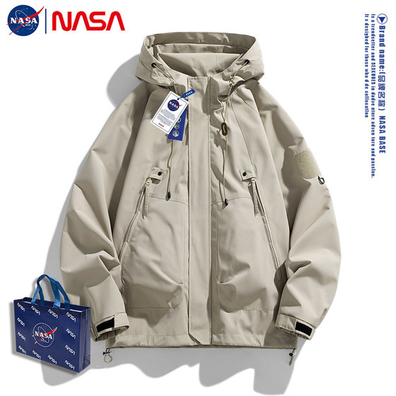 NASA outdoor jacket 2024 spring new trendy brand men's and women's loose workwear windproof and waterproof jacket