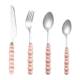 Pearl ceramic handle spoon and fork set long handle house ບ່ວງອາຫານຕາເວັນຕົກຂອງເດັກນ້ອຍທີ່ເບິ່ງສູງແລະ exquisite