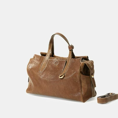 Вместительная и большая ретро кожаная сумка для путешествий, сумка на одно плечо, лента